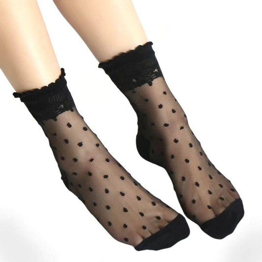 Sweet Nightmare Polka Dot Lace Socks